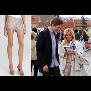 Basix Black Label Scalloped Sequined Silk Shorts-Pre-owned